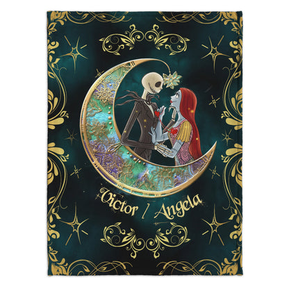 I Love You To The Moon - Personalized Couple Nightmare Blanket