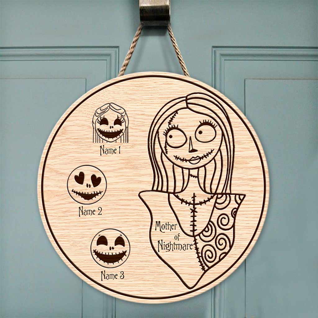 Mother Of Nightmare - Personalized Mother's Day Round Wood Sign With 3D Pattern Print