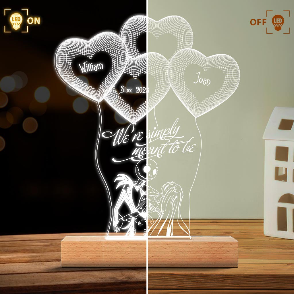 We’re Simply Meant To Be - Personalized Couple Nightmare Shaped Plaque Light Base