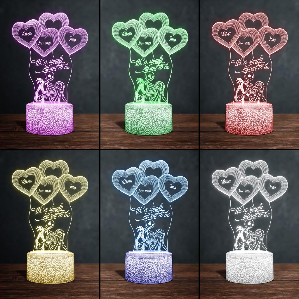 We’re Simply Meant To Be - Personalized Couple Nightmare Shaped Plaque Light Base