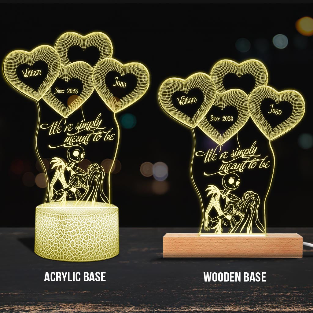 We’re Simply Meant To Be - Personalized Couple Nightmare Shaped Plaque Light Base