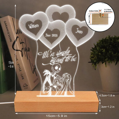 We’re Simply Meant To Be - Personalized Couple Nightmare Shaped Plaque Light Base