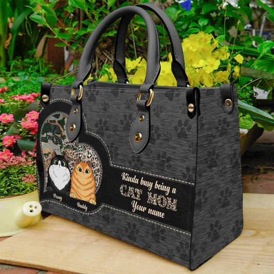 Cat Mom - Personalized Leather Handbag