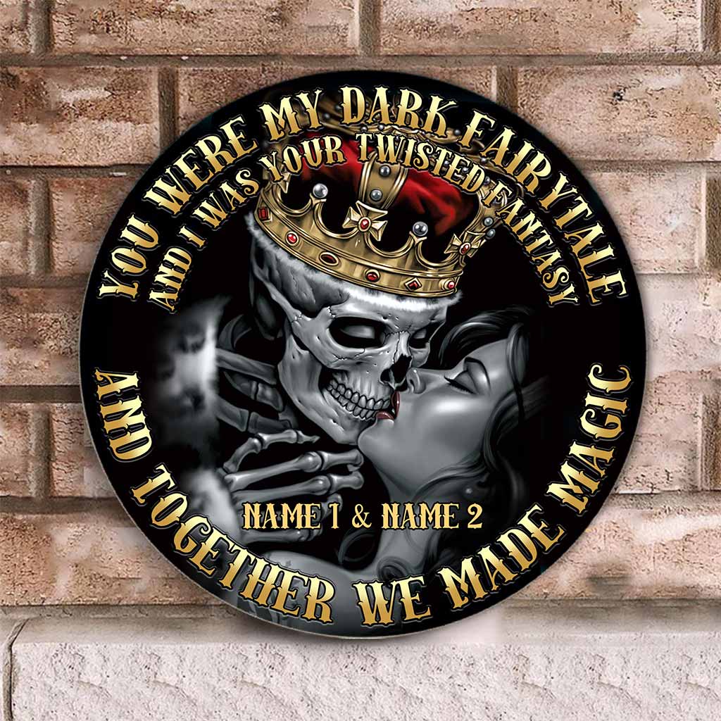 Together We Made Magic - Skull Personalized Round Wood Sign