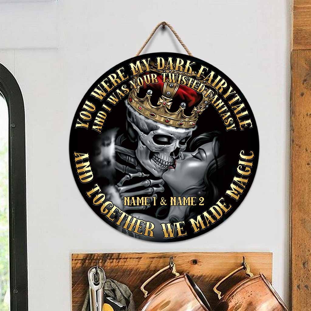 Together We Made Magic - Skull Personalized Round Wood Sign