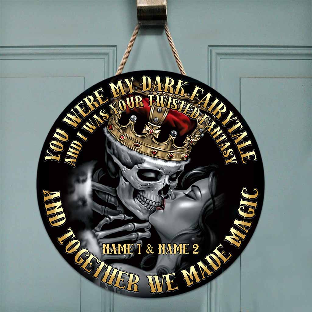 Together We Made Magic - Skull Personalized Round Wood Sign