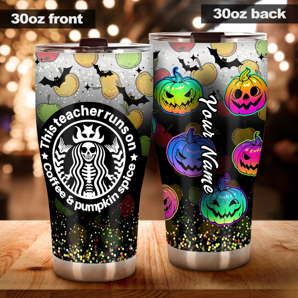 This Teacher Runs On - Personalized Halloween Tumbler