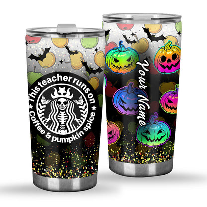 This Teacher Runs On - Personalized Halloween Tumbler