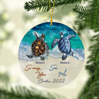 So Many In The Sea - Personalized Christmas Turtle Transparent Ornament