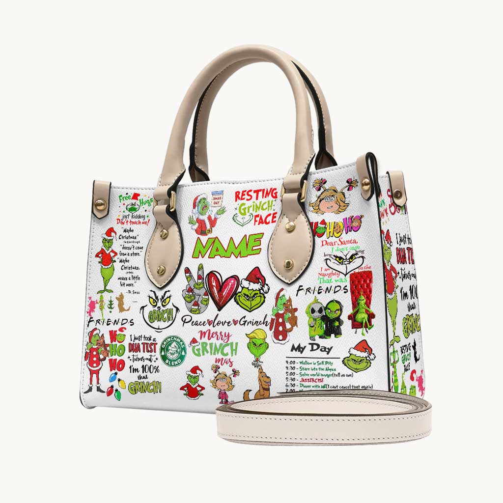 Merry Christmas - Personalized Christmas Stole Christmas Leather Handbag