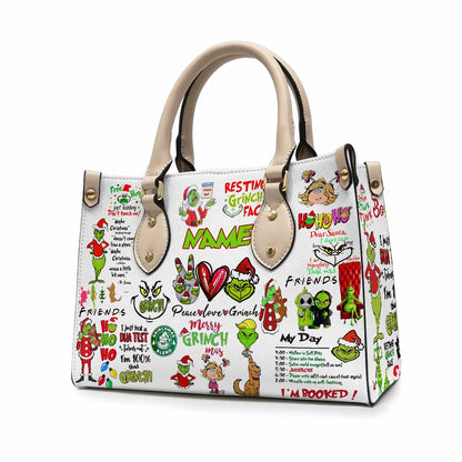 Merry Christmas - Personalized Christmas Stole Christmas Leather Handbag