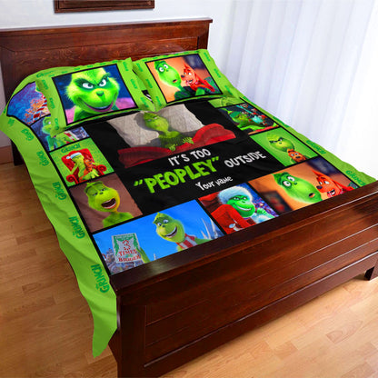 I Like To Stay In Bed - Personalized Christmas Stole Christmas Quilt Set