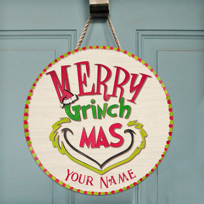 Merry Christmas - Personalized Christmas Stole Christmas Round Wood Sign