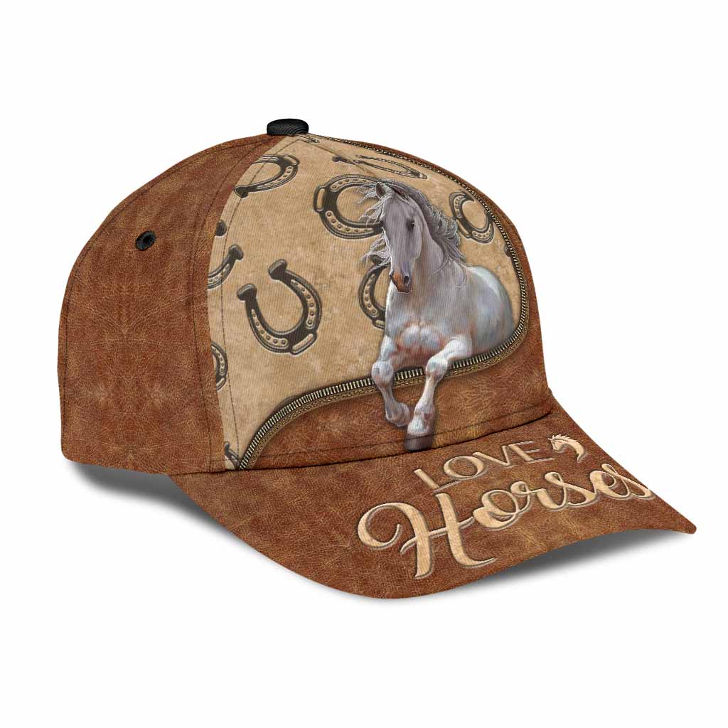 Love Horses Leather Pattern Print Cap