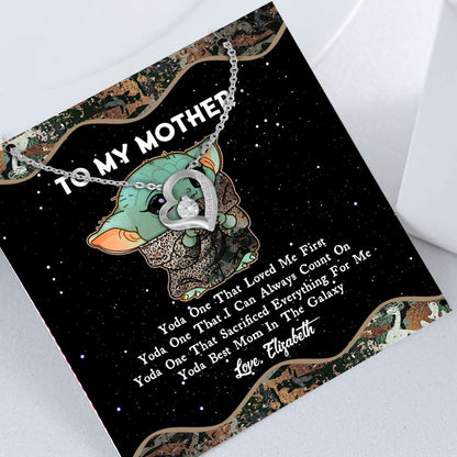 Yoda Best In The Galaxy - Personalized Mother's Day The Force Forever Love Necklace