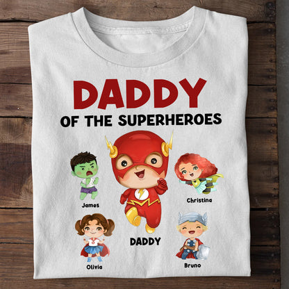 Daddy Of Superheroes - Personalized Father T-shirt and Hoodie