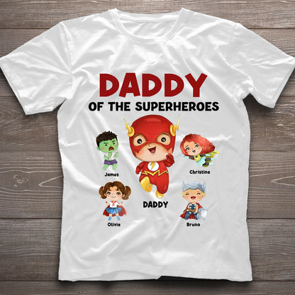 Daddy Of Superheroes - Personalized Father T-shirt and Hoodie