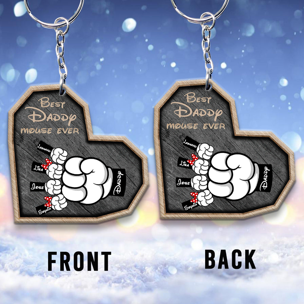 Best Daddy Mouse Ever - Personalized Father Keychain (Printed On Both Sides)