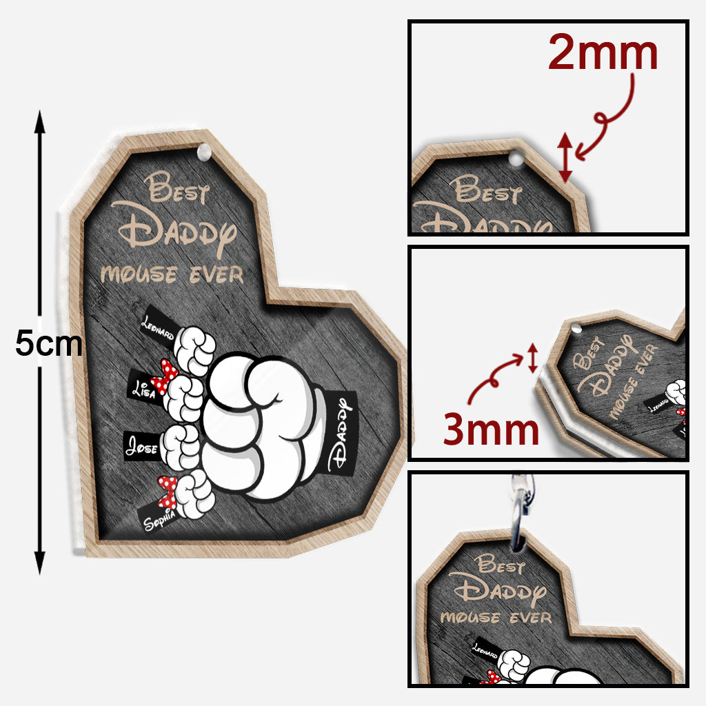 Best Daddy Mouse Ever - Personalized Father Keychain (Printed On Both Sides)
