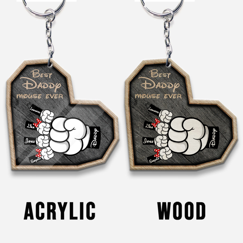 Best Daddy Mouse Ever - Personalized Father Keychain (Printed On Both Sides)