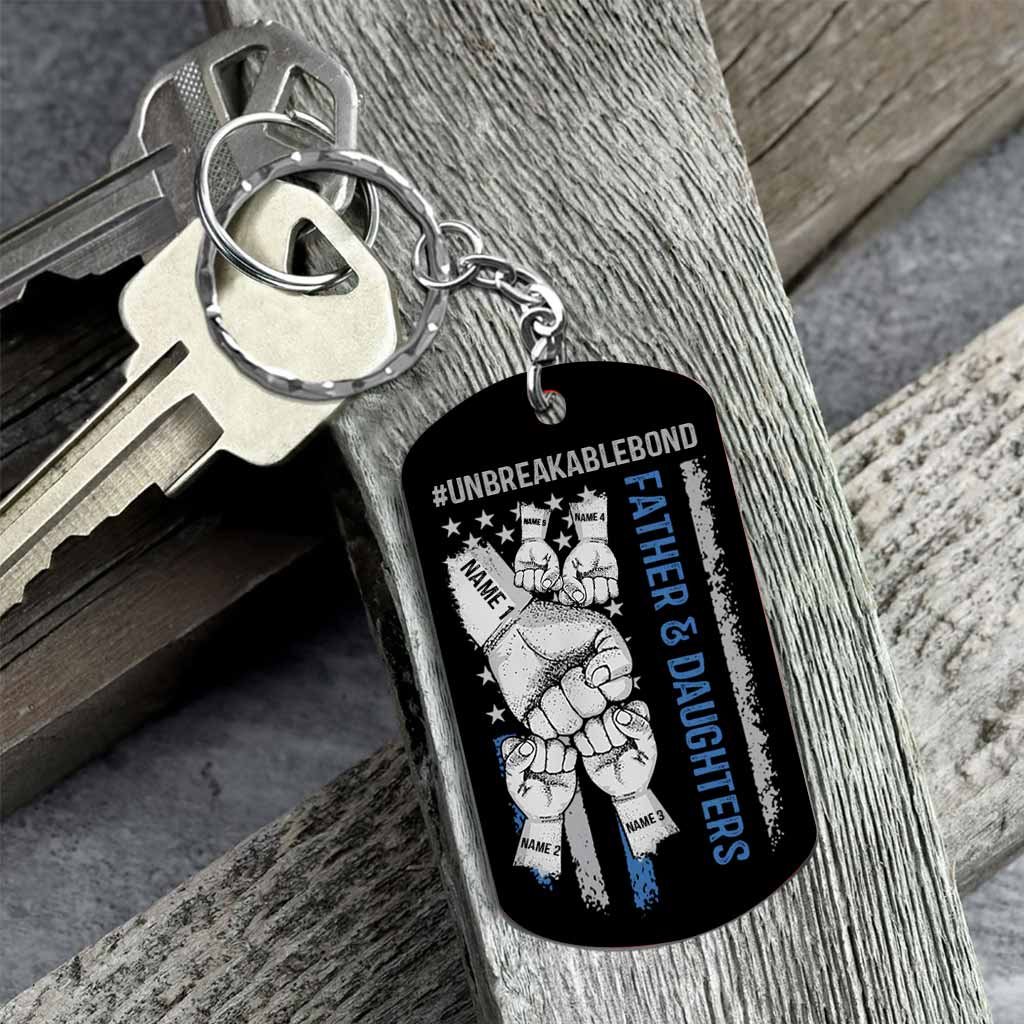 Father And Daughters Father And Sons Grandpa And Grandkids - Personalized Father's Day Stainless Steel Keychain