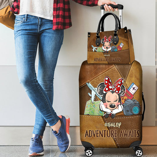 Adventure Awaits - Personalized Travelling Leather Handbag & Luggage Cover