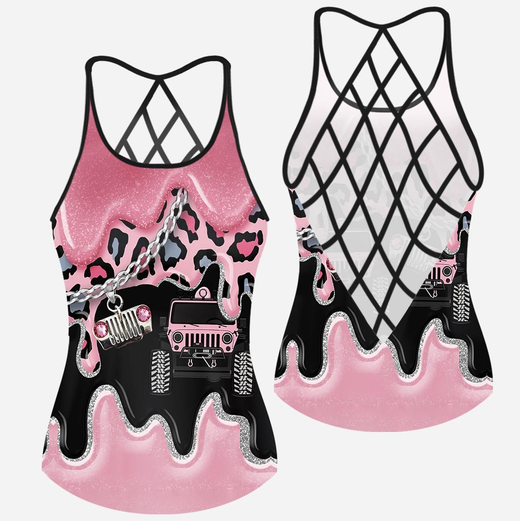 Black Pink Jp Girl Car Cross - Tank Top and Women Shorts