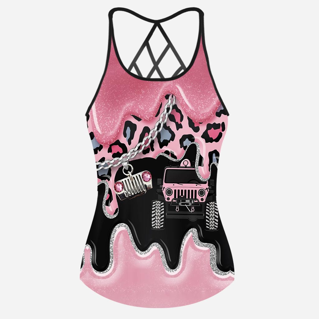 Black Pink Jp Girl Car Cross - Tank Top and Women Shorts