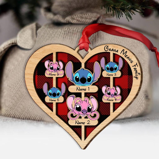 Ohana Means Family - Personalized Christmas Layered Wood Ornament