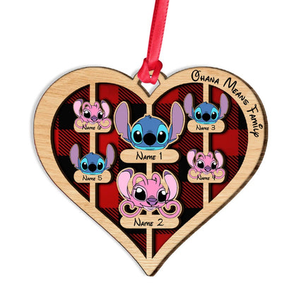 Ohana Means Family - Personalized Christmas Layered Wood Ornament