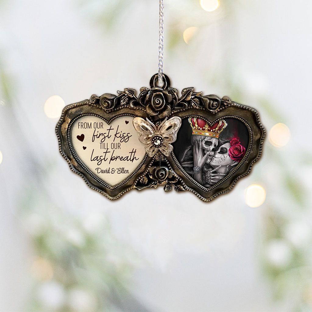 From Our First Kiss - Personalized Christmas Skull Ornament (Printed On Both Sides)