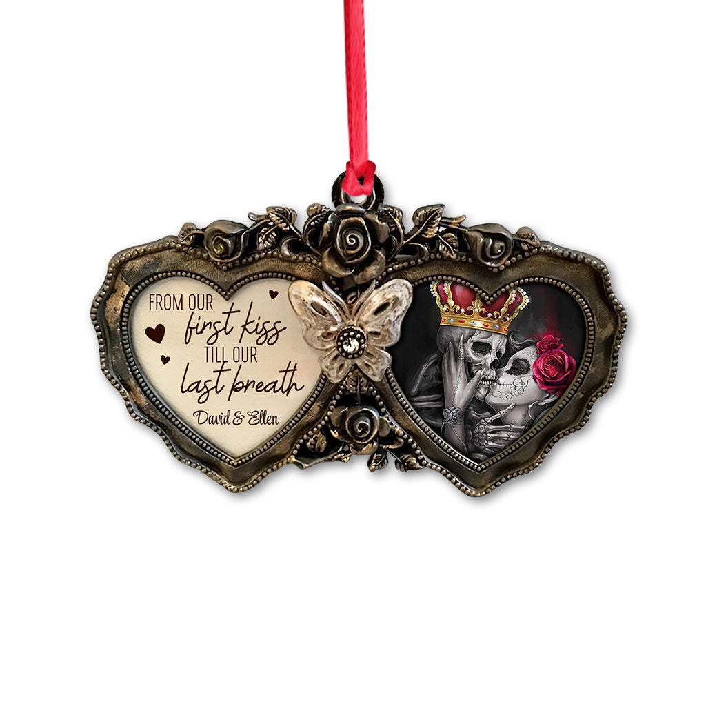 From Our First Kiss - Personalized Christmas Skull Ornament (Printed On Both Sides)