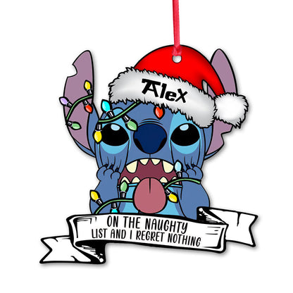 On The Naughty List - Personalized Christmas Ohana Ornament (Printed On Both Sides)