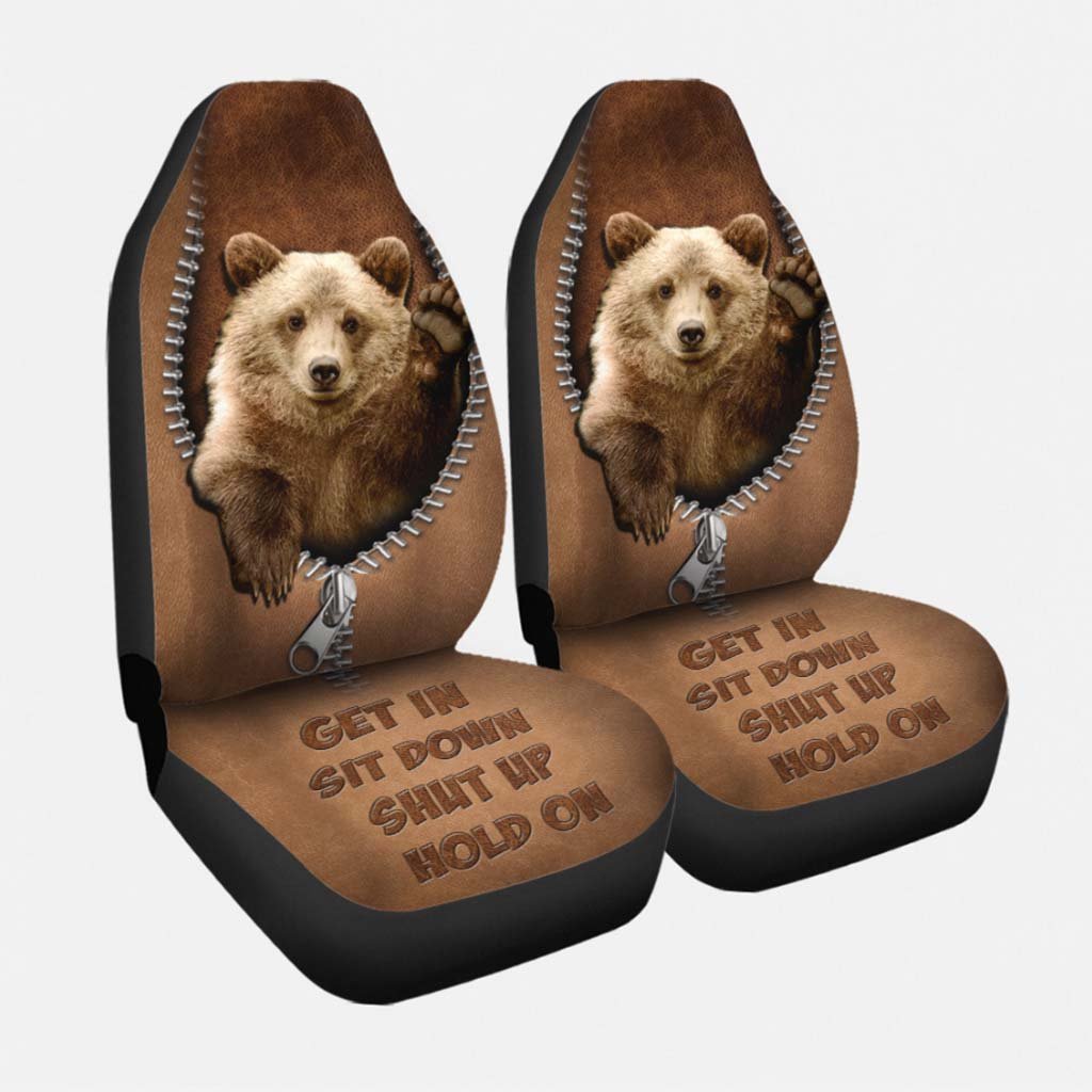Get In Sit Down - Bear Seat Covers With Leather Pattern Print