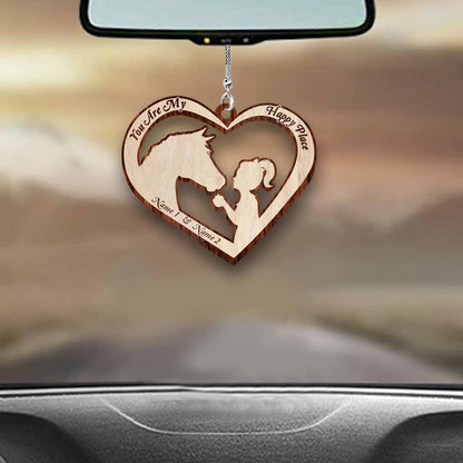 You Are My Happy Place - Personalized Horse Transparent Car Ornament