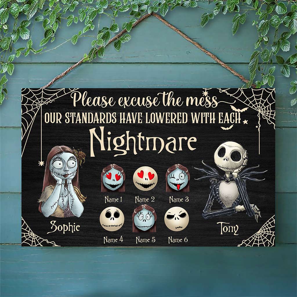 Please Excuse The Mess - Personalized Nightmare Horizontal Rectangle Wood Sign