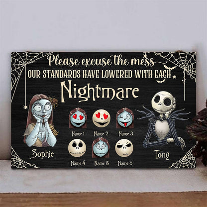 Please Excuse The Mess - Personalized Nightmare Horizontal Rectangle Wood Sign