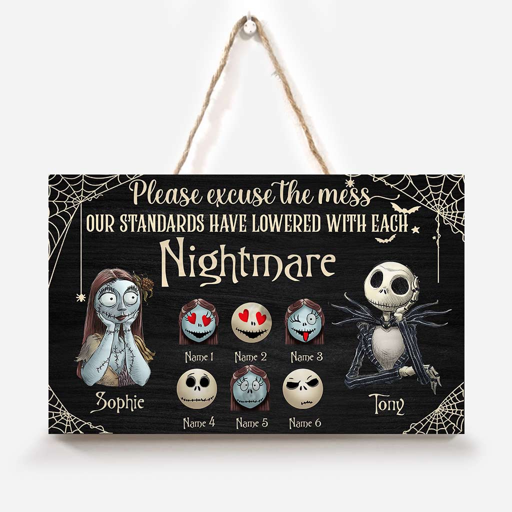 Please Excuse The Mess - Personalized Nightmare Horizontal Rectangle Wood Sign