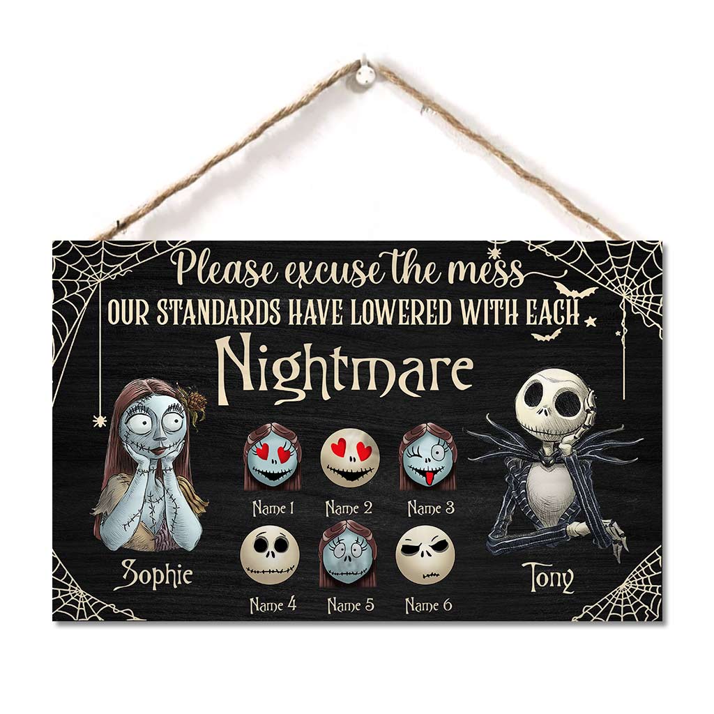 Please Excuse The Mess - Personalized Nightmare Horizontal Rectangle Wood Sign