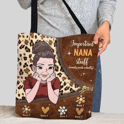 Important Nana Stuff - Personalized Mother's Day Tote Bag