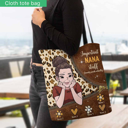 Important Nana Stuff - Personalized Mother's Day Tote Bag