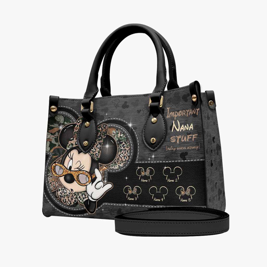 Important Nana Stuff - Personalized Mother's Day Grandma Leather Handbag