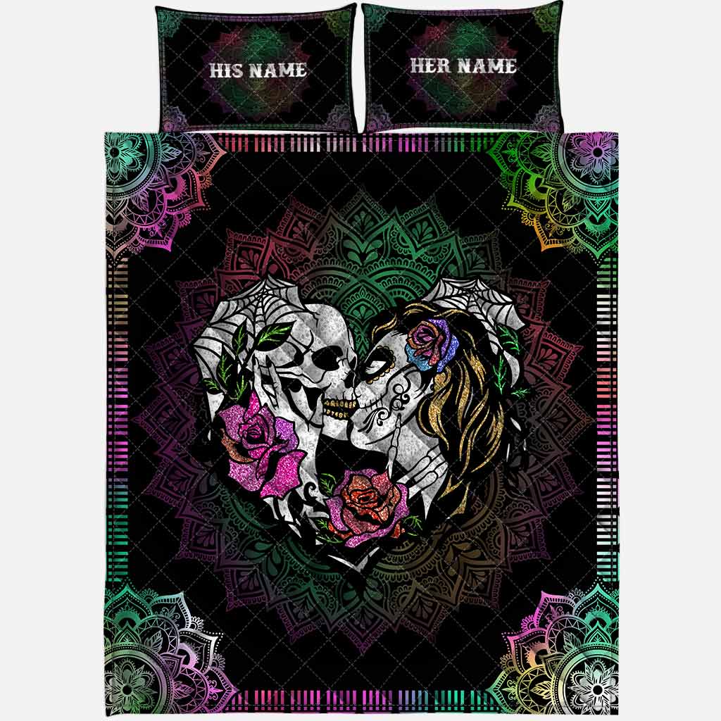 Skull Couple - Personalized Skull Quilt Set