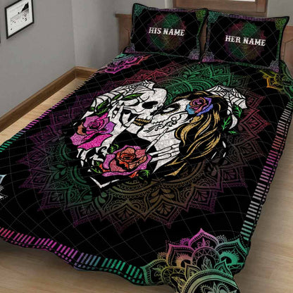 Skull Couple - Personalized Skull Quilt Set