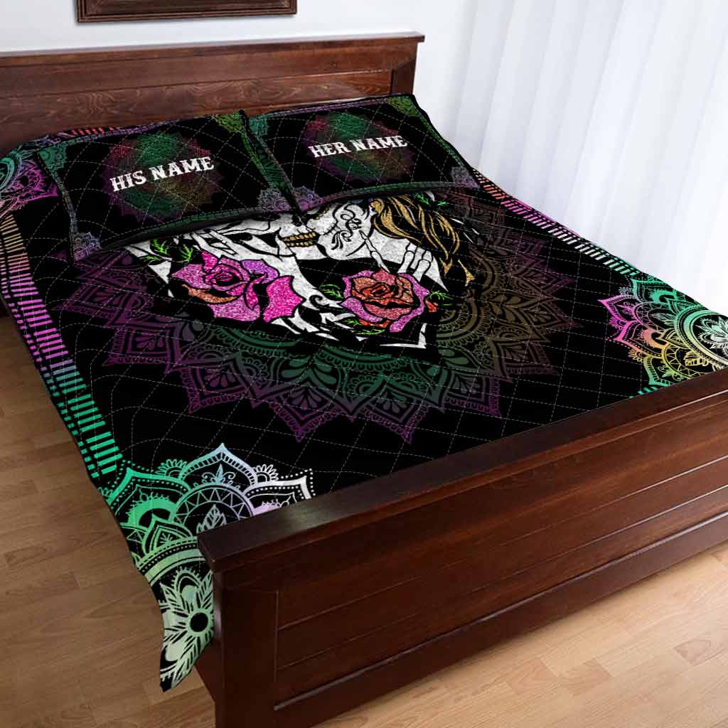 Skull Couple - Personalized Skull Quilt Set