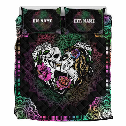 Skull Couple - Personalized Skull Quilt Set