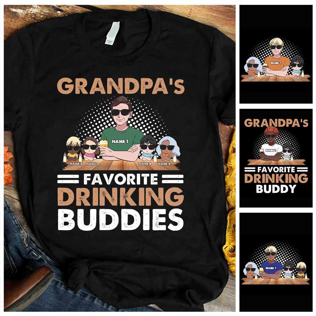 Grandpa's Favorite Drinking Buddies - Personalized Father's Day Kid Shirts