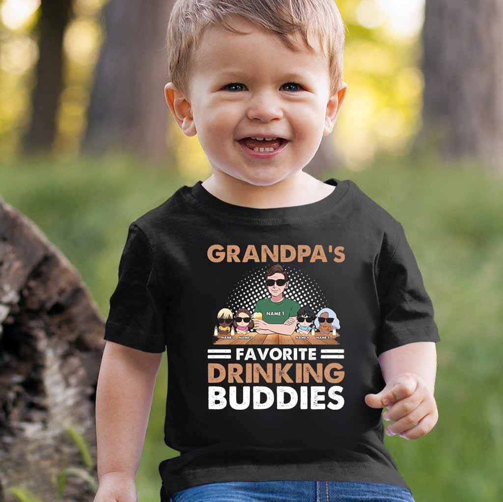 Grandpa's Favorite Drinking Buddies - Personalized Father's Day Kid Shirts