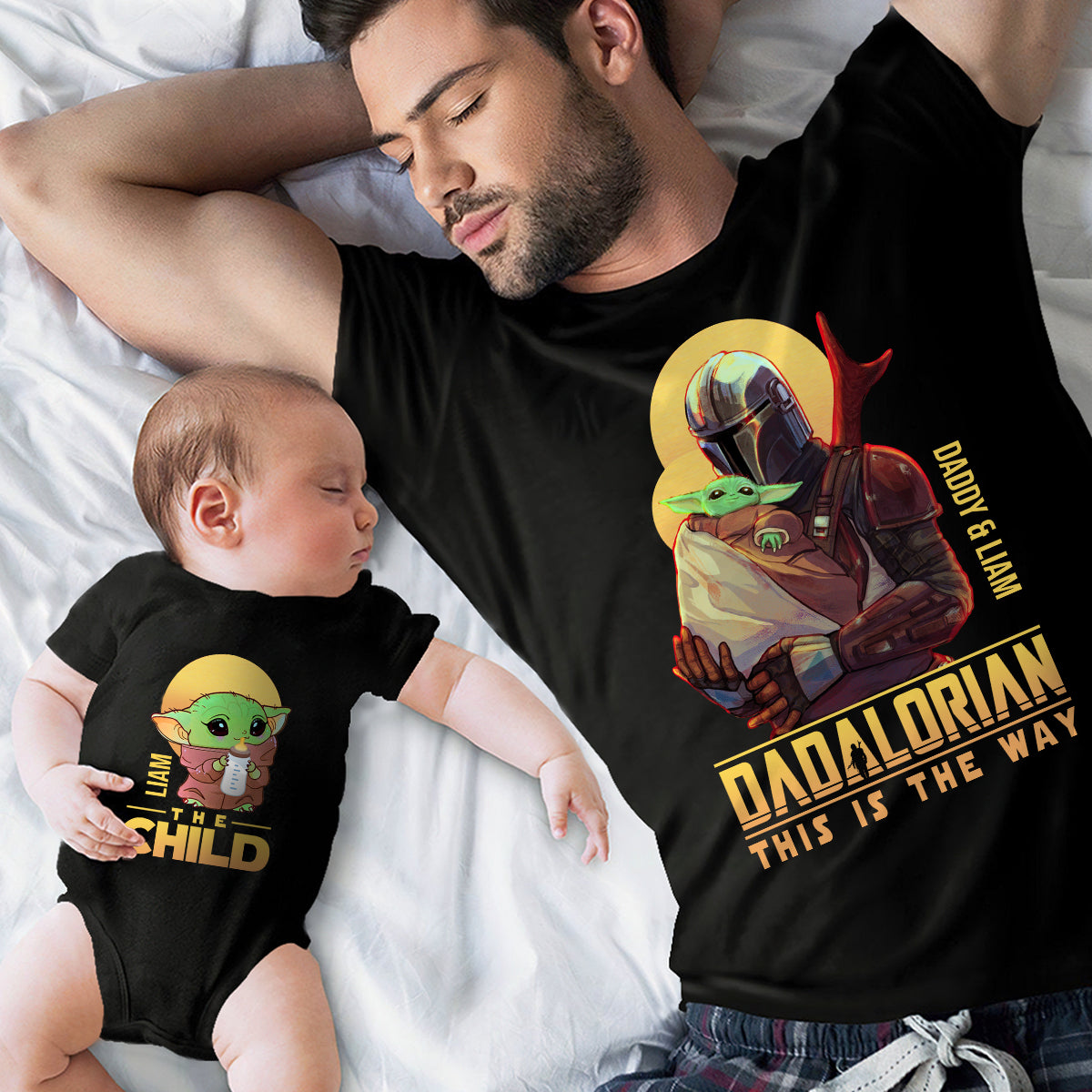 Dadalorian - Personalized The Force T-shirt And Baby Onesie