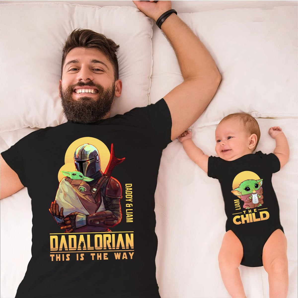 Dadalorian - Personalized The Force T-shirt And Baby Onesie